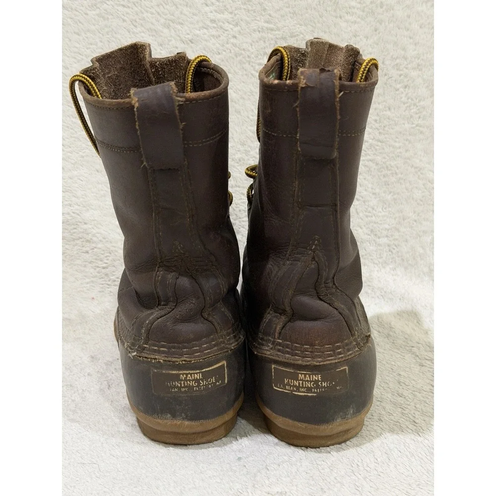 LL Bean Maine Hunting Shoe VTG Duck Boots Mens 9 M Brown Leather Rubber USA